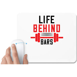                       UDNAG White Mousepad 'Gym | life behind bars' for Computer / PC / Laptop [230 x 200 x 5mm]                                              