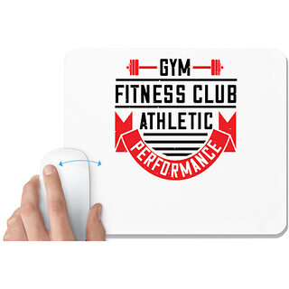UDNAG White Mousepad 'Gym | gym fitness club athlatic parformance' for Computer / PC / Laptop [230 x 200 x 5mm]