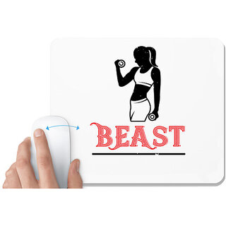                       UDNAG White Mousepad 'Gym | beast' for Computer / PC / Laptop [230 x 200 x 5mm]                                              