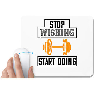                       UDNAG White Mousepad 'Gym | stop weshing start doing' for Computer / PC / Laptop [230 x 200 x 5mm]                                              