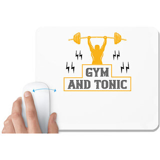                       UDNAG White Mousepad 'Gym | gym and tonic' for Computer / PC / Laptop [230 x 200 x 5mm]                                              