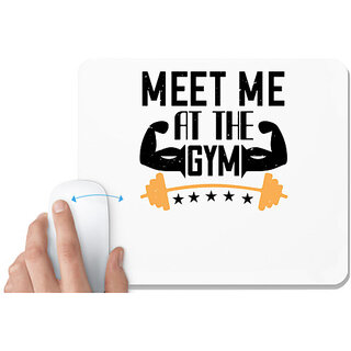                       UDNAG White Mousepad 'Gym | meet me at the gym' for Computer / PC / Laptop [230 x 200 x 5mm]                                              