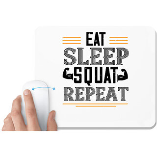                       UDNAG White Mousepad 'Gym | eat sleep squat repeat' for Computer / PC / Laptop [230 x 200 x 5mm]                                              