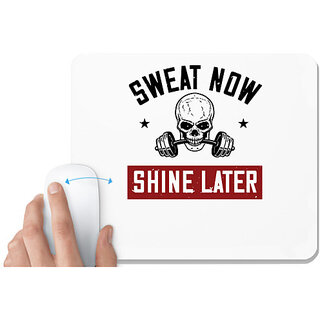                       UDNAG White Mousepad 'Gym | sweat now shine later' for Computer / PC / Laptop [230 x 200 x 5mm]                                              