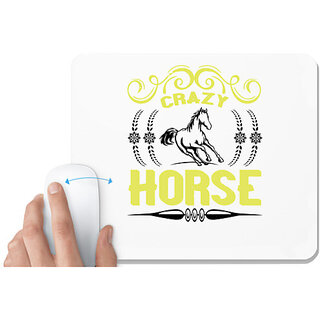                       UDNAG White Mousepad 'Horse | crazy horse' for Computer / PC / Laptop [230 x 200 x 5mm]                                              
