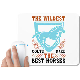                       UDNAG White Mousepad 'Horse | The wildest colts make the best horses' for Computer / PC / Laptop [230 x 200 x 5mm]                                              