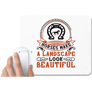                       UDNAG White Mousepad 'Horse | Horses make a landscape look beautiful' for Computer / PC / Laptop [230 x 200 x 5mm]                                              