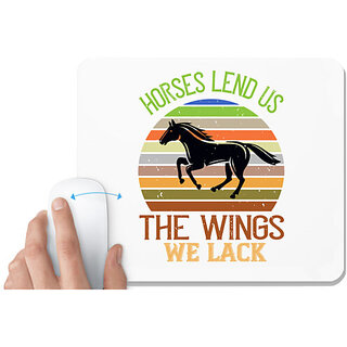                       UDNAG White Mousepad 'Horse | Horses lend us the wings we lack' for Computer / PC / Laptop [230 x 200 x 5mm]                                              