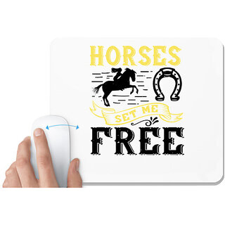                       UDNAG White Mousepad 'Horse | horses set me free' for Computer / PC / Laptop [230 x 200 x 5mm]                                              