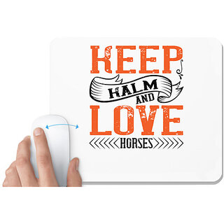                       UDNAG White Mousepad 'Horse | KEEP KALM AND LOVE HORSES' for Computer / PC / Laptop [230 x 200 x 5mm]                                              