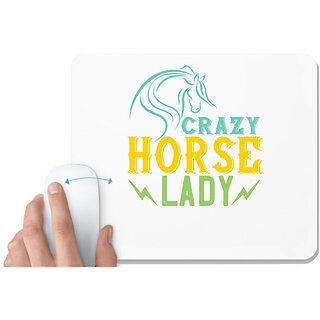                       UDNAG White Mousepad 'Horse | crazy horse lady' for Computer / PC / Laptop [230 x 200 x 5mm]                                              