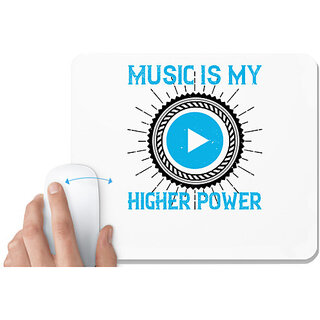                       UDNAG White Mousepad 'Music | Music is my higher power' for Computer / PC / Laptop [230 x 200 x 5mm]                                              