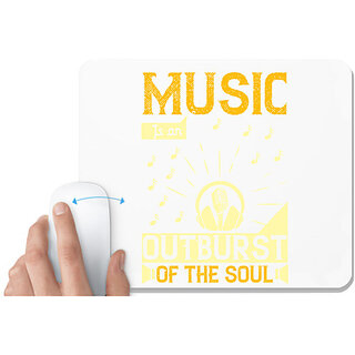                       UDNAG White Mousepad 'Music | Music is an outburst of the soul' for Computer / PC / Laptop [230 x 200 x 5mm]                                              