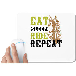                       UDNAG White Mousepad 'Horse Rider | eat. sleep. ride. repeat' for Computer / PC / Laptop [230 x 200 x 5mm]                                              