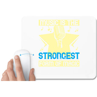                       UDNAG White Mousepad 'Music | Music is the strongest form of magic' for Computer / PC / Laptop [230 x 200 x 5mm]                                              