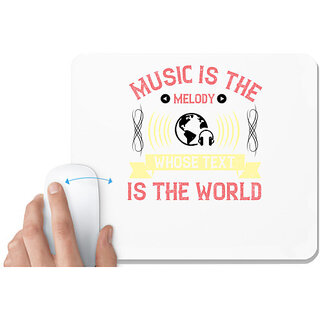                       UDNAG White Mousepad 'Music | Music is the melody whose text is the world' for Computer / PC / Laptop [230 x 200 x 5mm]                                              
