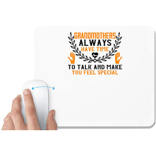                       UDNAG White Mousepad 'Grand Mother | Grandmothers always have time' for Computer / PC / Laptop [230 x 200 x 5mm]                                              
