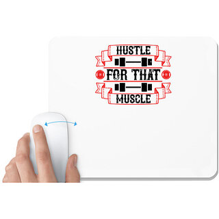                       UDNAG White Mousepad 'Gym | Hustle for that muscle' for Computer / PC / Laptop [230 x 200 x 5mm]                                              