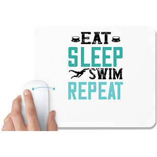                       UDNAG White Mousepad 'Swimming | Eat Sleep Swim Repeat' for Computer / PC / Laptop [230 x 200 x 5mm]                                              