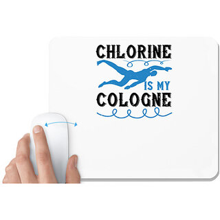                       UDNAG White Mousepad 'Swimming | Chlorine is my cologne' for Computer / PC / Laptop [230 x 200 x 5mm]                                              