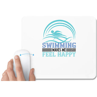                       UDNAG White Mousepad 'Swimming | Swimming makes me feel happy' for Computer / PC / Laptop [230 x 200 x 5mm]                                              