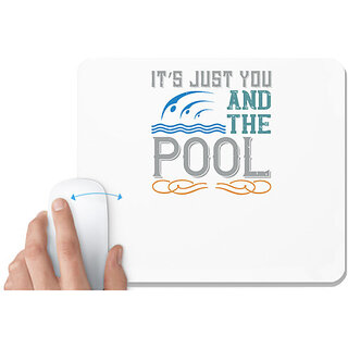                       UDNAG White Mousepad 'Swimming | Its just you and the pool' for Computer / PC / Laptop [230 x 200 x 5mm]                                              