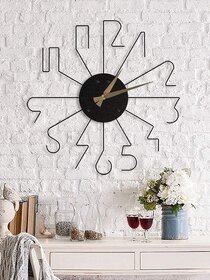 WALLCENTRE Unique Pattern Line Metal Wall Clock (Black, 1.5 X 1.5 ft.)
