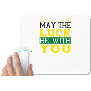                       UDNAG White Mousepad 'Luck | may the luck be with you' for Computer / PC / Laptop [230 x 200 x 5mm]                                              