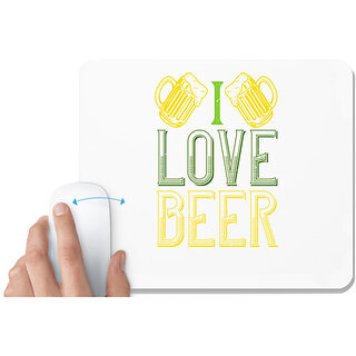                       UDNAG White Mousepad 'Beer | i love beer copy' for Computer / PC / Laptop [230 x 200 x 5mm]                                              