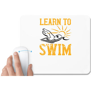                       UDNAG White Mousepad 'Swimming | learn to swim' for Computer / PC / Laptop [230 x 200 x 5mm]                                              