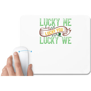                       UDNAG White Mousepad 'Luck | lucky me lucky you lucky me' for Computer / PC / Laptop [230 x 200 x 5mm]                                              