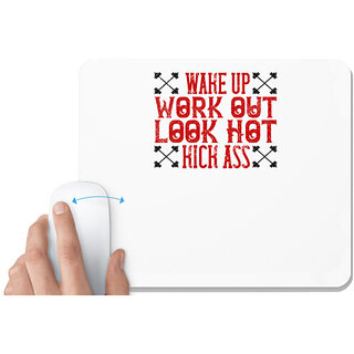                       UDNAG White Mousepad 'Gym | Wake up. Work out. Look hot. Kick ass' for Computer / PC / Laptop [230 x 200 x 5mm]                                              
