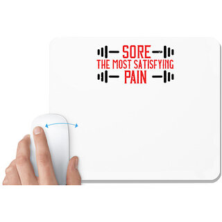                       UDNAG White Mousepad 'Gym | Sore. The most satisfying pain' for Computer / PC / Laptop [230 x 200 x 5mm]                                              