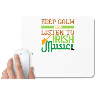                       UDNAG White Mousepad 'Irish | keep calm and listen to irish music' for Computer / PC / Laptop [230 x 200 x 5mm]                                              