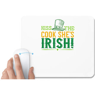                       UDNAG White Mousepad 'Irish | kiss the cook shes irish' for Computer / PC / Laptop [230 x 200 x 5mm]                                              