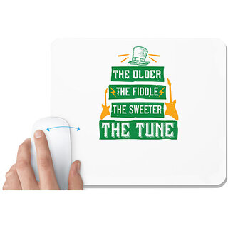                       UDNAG White Mousepad 'Music | the older the fiddle the sweetrt the tune' for Computer / PC / Laptop [230 x 200 x 5mm]                                              