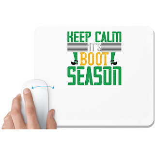                       UDNAG White Mousepad 'Keep Calm | keep calm its boot season' for Computer / PC / Laptop [230 x 200 x 5mm]                                              