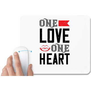                       UDNAG White Mousepad 'Love | one love one heart' for Computer / PC / Laptop [230 x 200 x 5mm]                                              