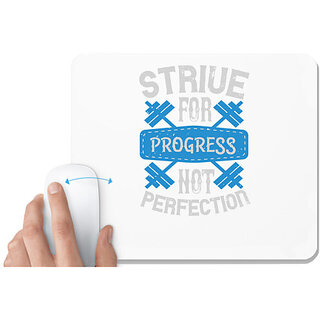                       UDNAG White Mousepad 'Gym | Strive for progress, not perfection' for Computer / PC / Laptop [230 x 200 x 5mm]                                              