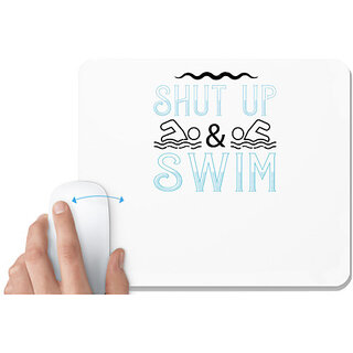                       UDNAG White Mousepad 'Swimming | Shut up & swim' for Computer / PC / Laptop [230 x 200 x 5mm]                                              