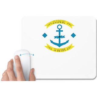                       UDNAG White Mousepad 'Swimming | Sink or swim' for Computer / PC / Laptop [230 x 200 x 5mm]                                              
