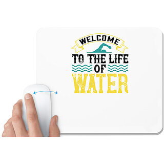                       UDNAG White Mousepad 'Swimming | 02 WELCOME to the life of water' for Computer / PC / Laptop [230 x 200 x 5mm]                                              