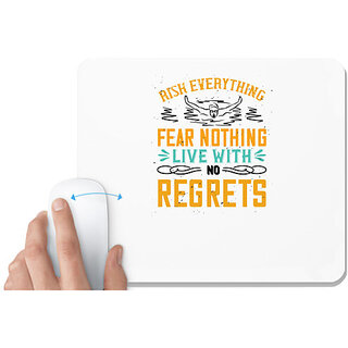                       UDNAG White Mousepad 'Swimming | RISK EVERYTHING FEAR NOTHING' for Computer / PC / Laptop [230 x 200 x 5mm]                                              