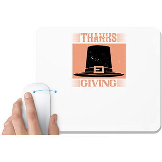                       UDNAG White Mousepad 'Thanks Giving | Thanksgiving' for Computer / PC / Laptop [230 x 200 x 5mm]                                              