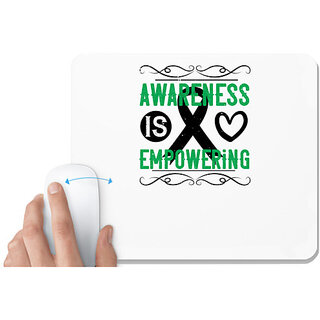                       UDNAG White Mousepad 'Awareness | Awareness is empowering' for Computer / PC / Laptop [230 x 200 x 5mm]                                              