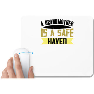                       UDNAG White Mousepad 'Grand Parents | A Grandmother is a safe' for Computer / PC / Laptop [230 x 200 x 5mm]                                              