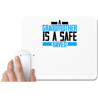                       UDNAG White Mousepad 'Grand Mother | A Grandmother is a safe haven' for Computer / PC / Laptop [230 x 200 x 5mm]                                              