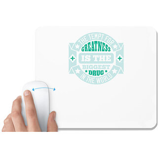                       UDNAG White Mousepad 'Greatness | The tempt for greatness is the biggest' for Computer / PC / Laptop [230 x 200 x 5mm]                                              