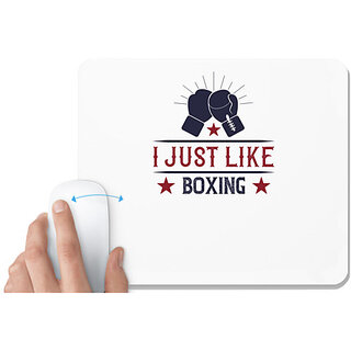                       UDNAG White Mousepad 'Boxing | I just like boxing' for Computer / PC / Laptop [230 x 200 x 5mm]                                              