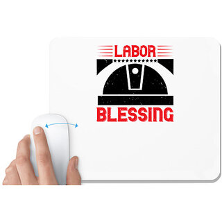                       UDNAG White Mousepad 'Labor | Labor is the source of every blessing' for Computer / PC / Laptop [230 x 200 x 5mm]                                              